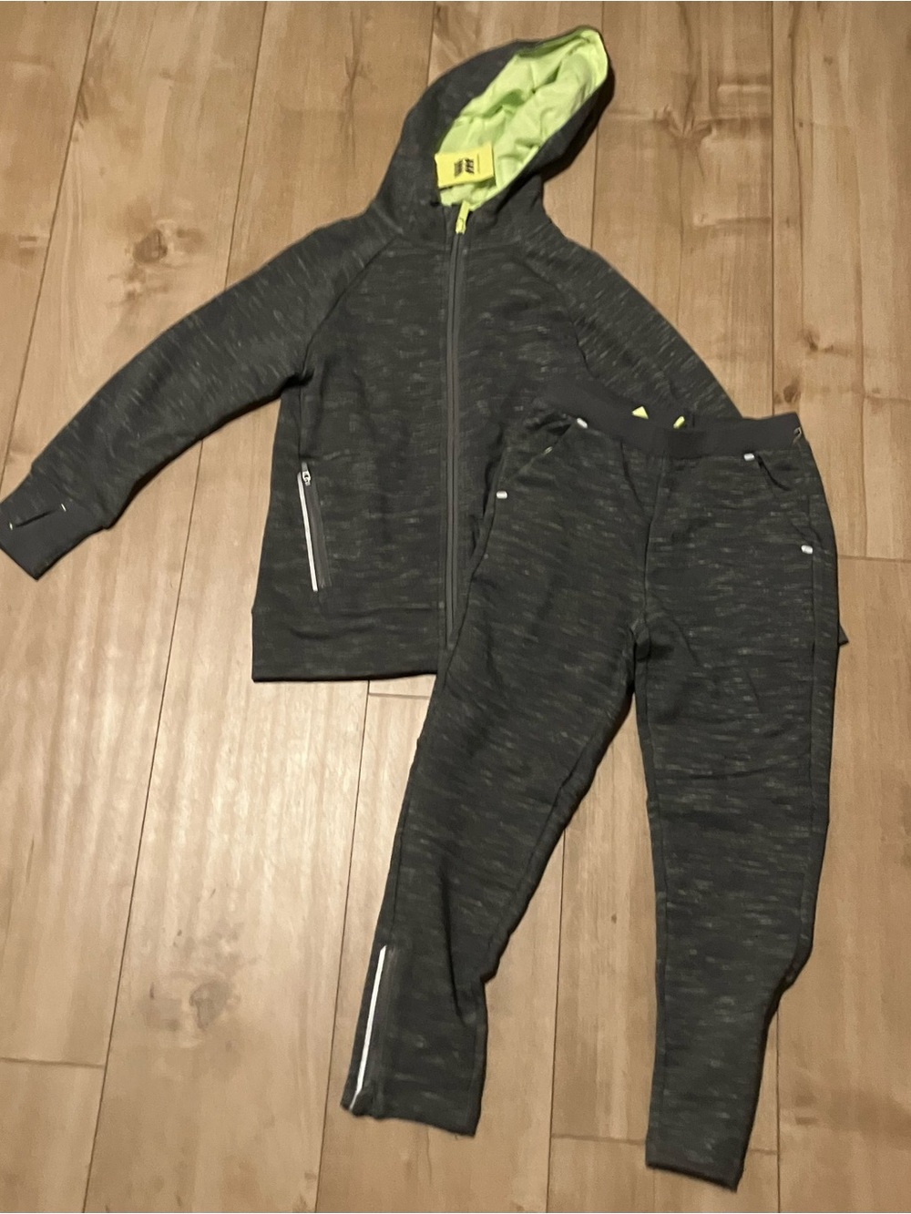 all in motion Dark Gray Joggers and Hooded Jacket with Lime Lining